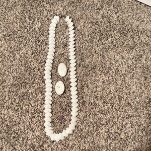 Elegant White Beaded Necklace and earring set